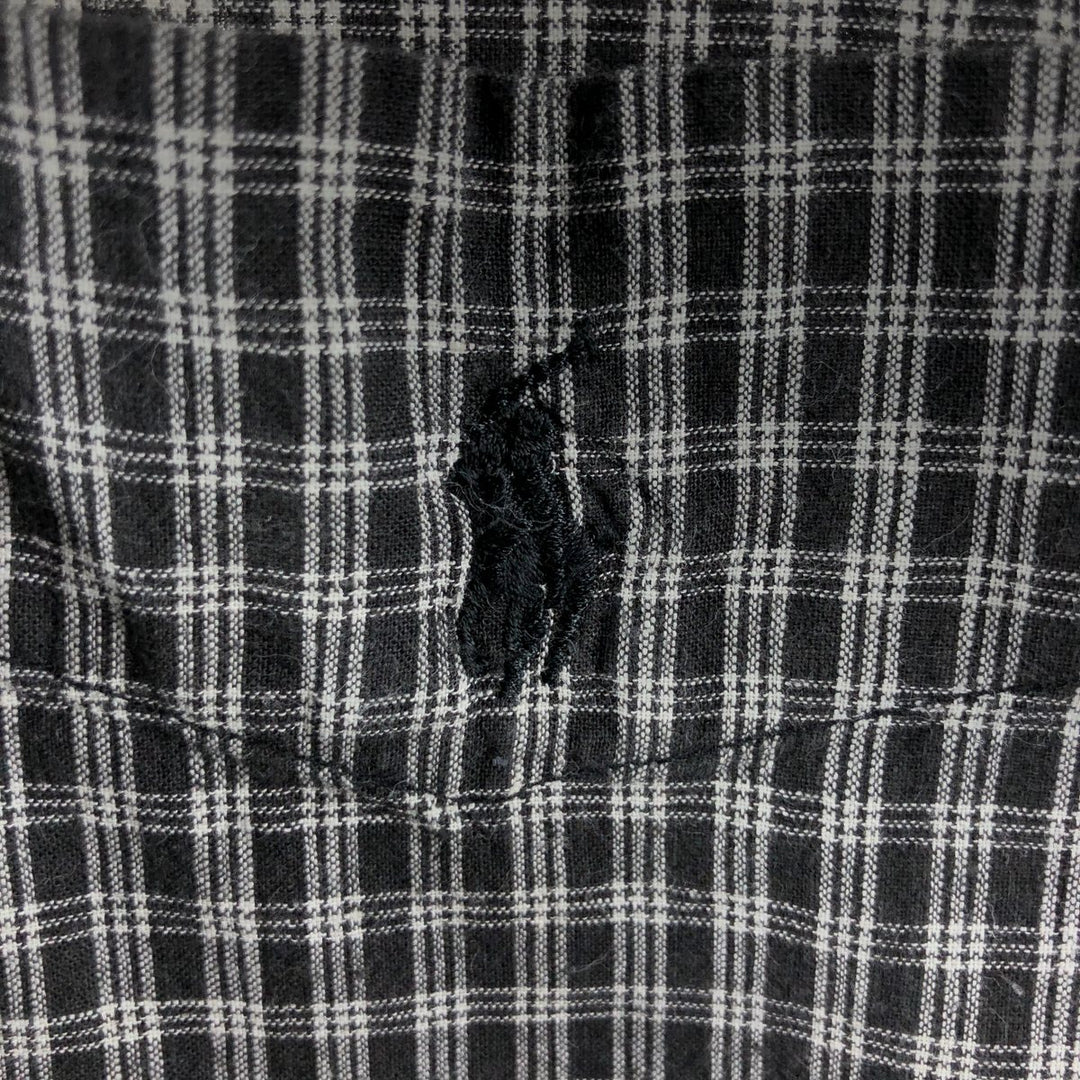 Ralph Lauren POLO by Ralph Lauren short sleeve button down check shirt made in Canada men's size L cotton black type Vintage Second Hand
