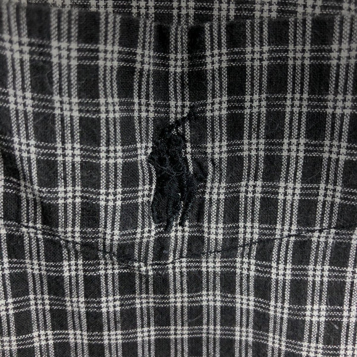 Ralph Lauren POLO by Ralph Lauren short sleeve button down check shirt made in Canada men's size L cotton black type Vintage Second Hand