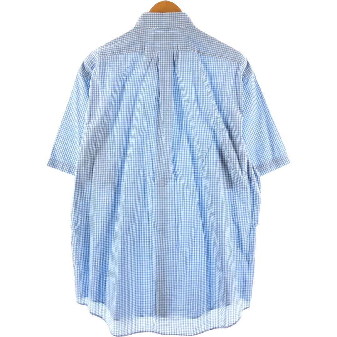 Ralph Lauren BLAKE Gingham Check Short Sleeve Button Down Check Shirt Men's Size L cotton Blue type light blue Vintage Second Hand