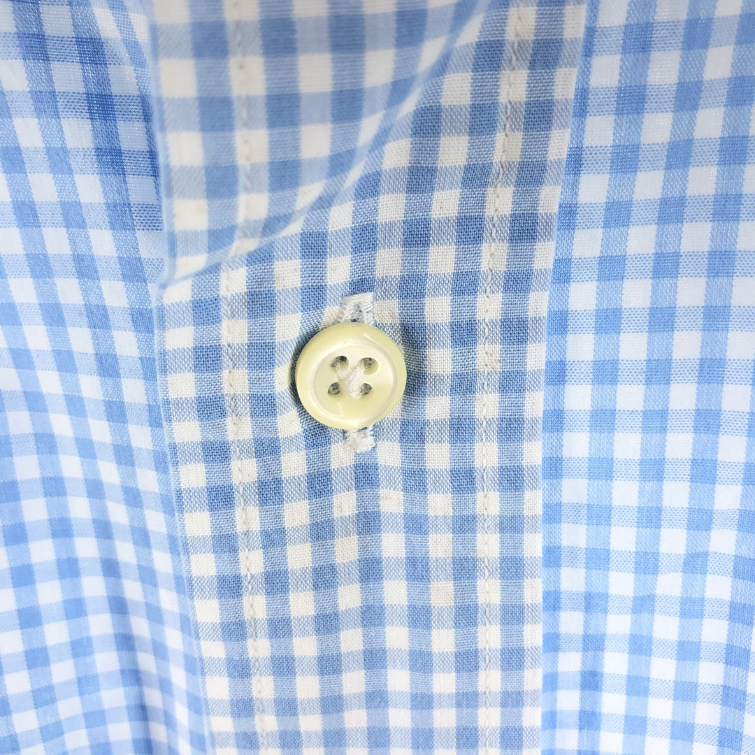 Ralph Lauren BLAKE Gingham Check Short Sleeve Button Down Check Shirt Men's Size L cotton Blue type light blue Vintage Second Hand