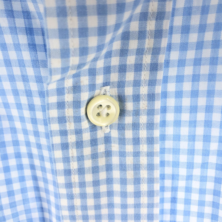 Ralph Lauren BLAKE Gingham Check Short Sleeve Button Down Check Shirt Men's Size L cotton Blue type light blue Vintage Second Hand