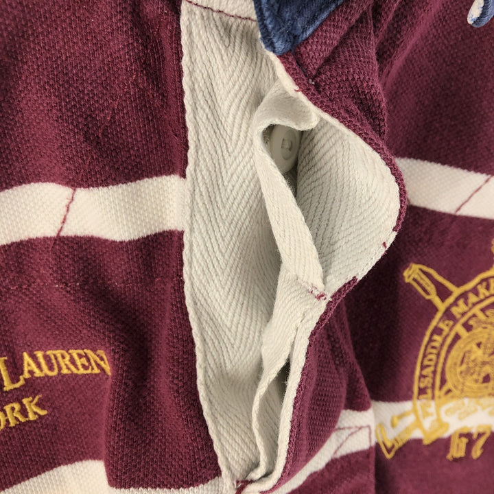 Ralph Lauren POLO by Ralph Lauren CUSTOM FIT Border Pattern Short Sleeve Border Polo Shirt Men's XL cotton wine-red Vintage Second Hand