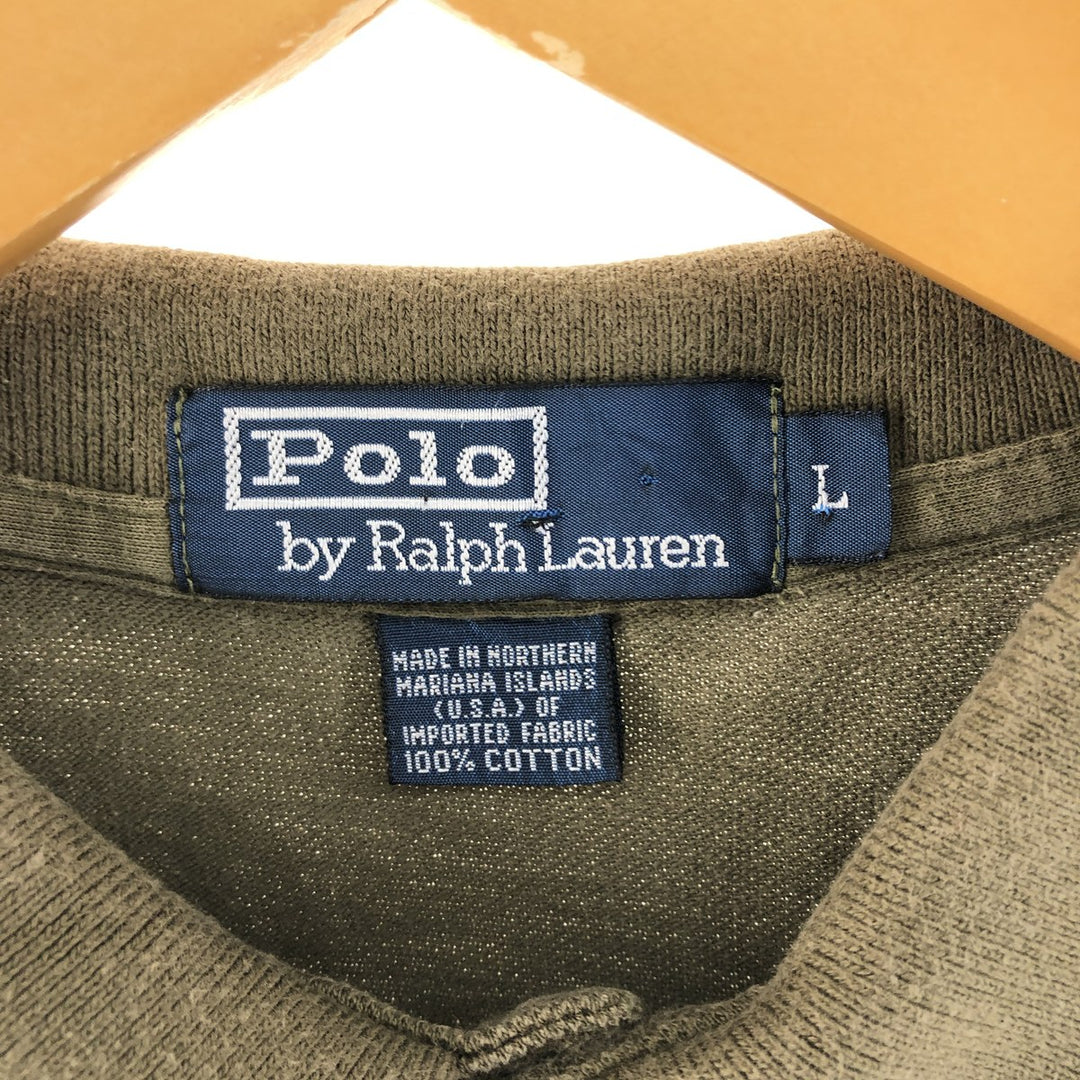 Ralph Lauren POLO by Ralph Lauren short sleeve polo shirt, men's size L cotton Khaki type Vintage Second Hand