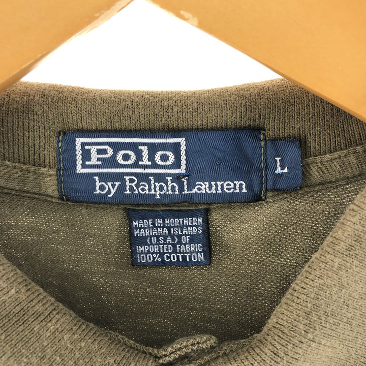 Ralph Lauren POLO by Ralph Lauren short sleeve polo shirt, men's size L cotton Khaki type Vintage Second Hand
