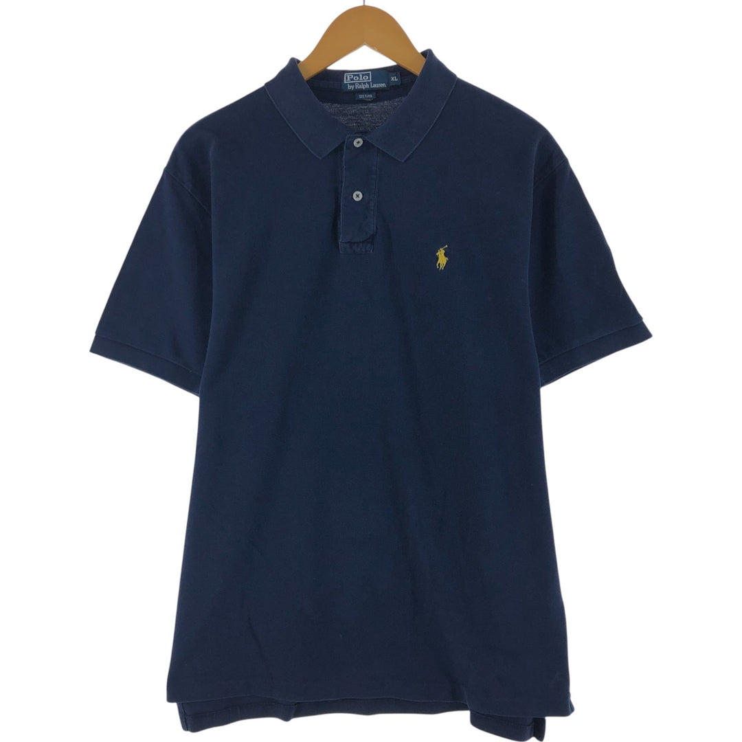 Ralph Lauren POLO by Ralph Lauren short sleeve polo shirt, men's XL size cotton navy blue type Vintage Second Hand