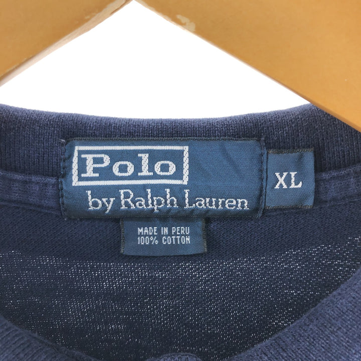 Ralph Lauren POLO by Ralph Lauren short sleeve polo shirt, men's XL size cotton navy blue type Vintage Second Hand