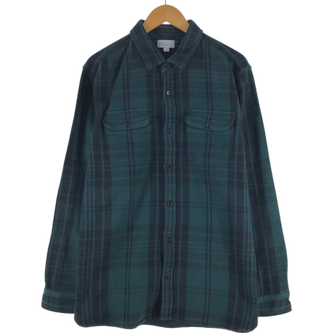 GAP STANDARD FIT Long Sleeve Heavy Flannel Check Shirt Men's XL cotton Green type dark green Vintage Second Hand