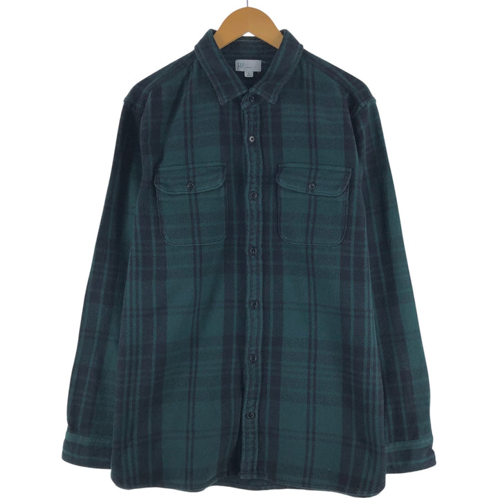 GAP STANDARD FIT Long Sleeve Heavy Flannel Check Shirt Men's XL cotton Green type dark green Vintage Second Hand