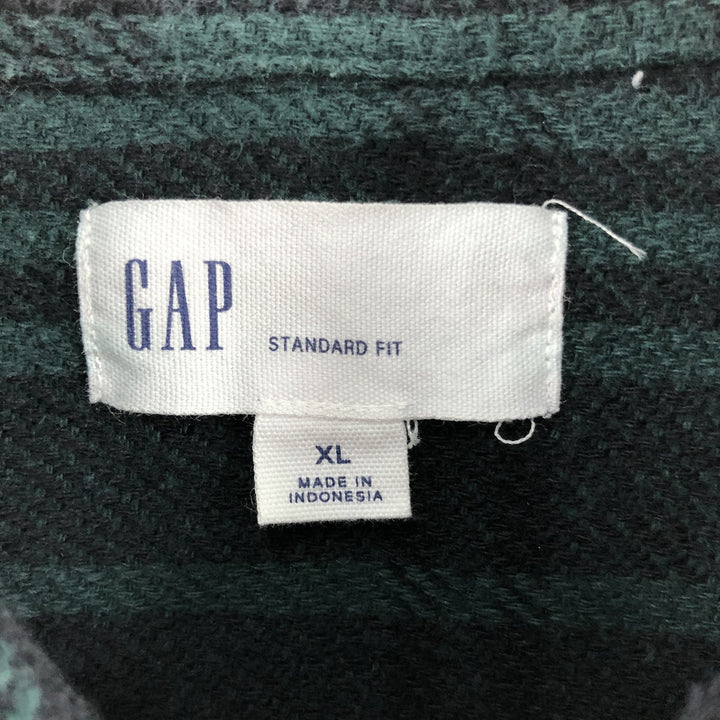 GAP STANDARD FIT Long Sleeve Heavy Flannel Check Shirt Men's XL cotton Green type dark green Vintage Second Hand