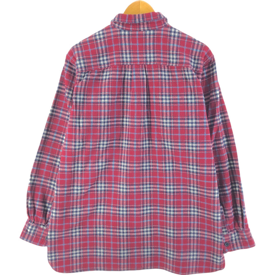 LLBean Long Sleeve Flannel Check Shirt, Men's Size L cotton red type Vintage Second Hand
