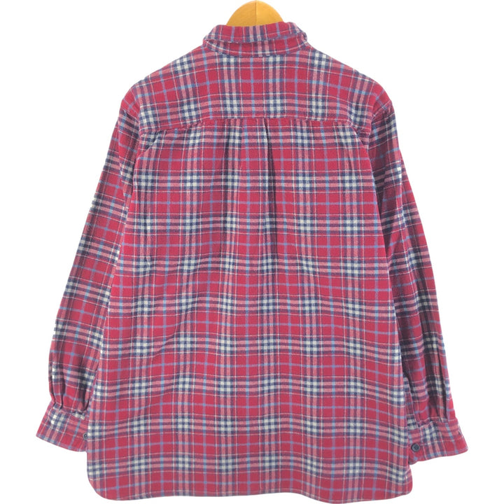 LLBean Long Sleeve Flannel Check Shirt, Men's Size L cotton red type Vintage Second Hand