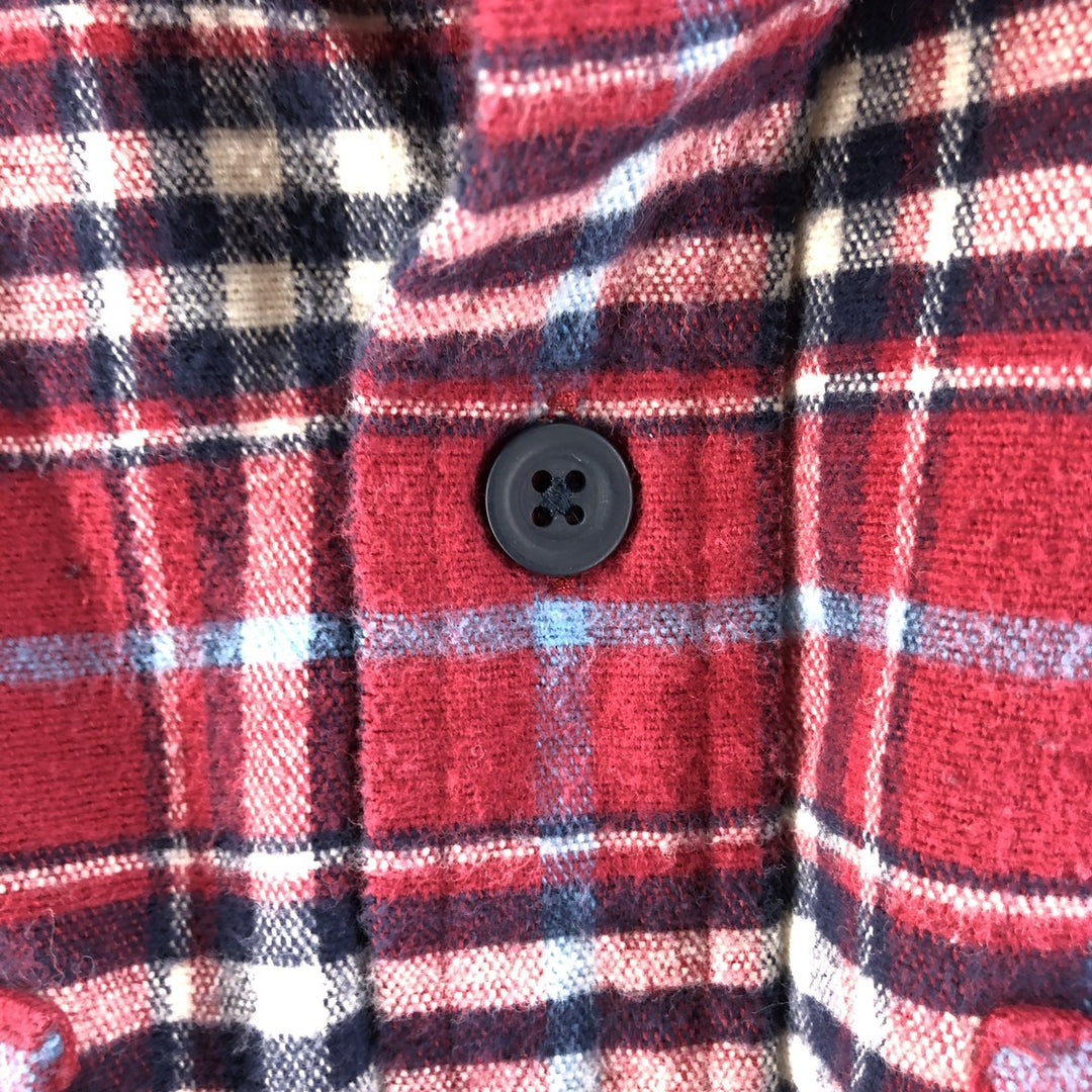 LLBean Long Sleeve Flannel Check Shirt, Men's Size L cotton red type Vintage Second Hand