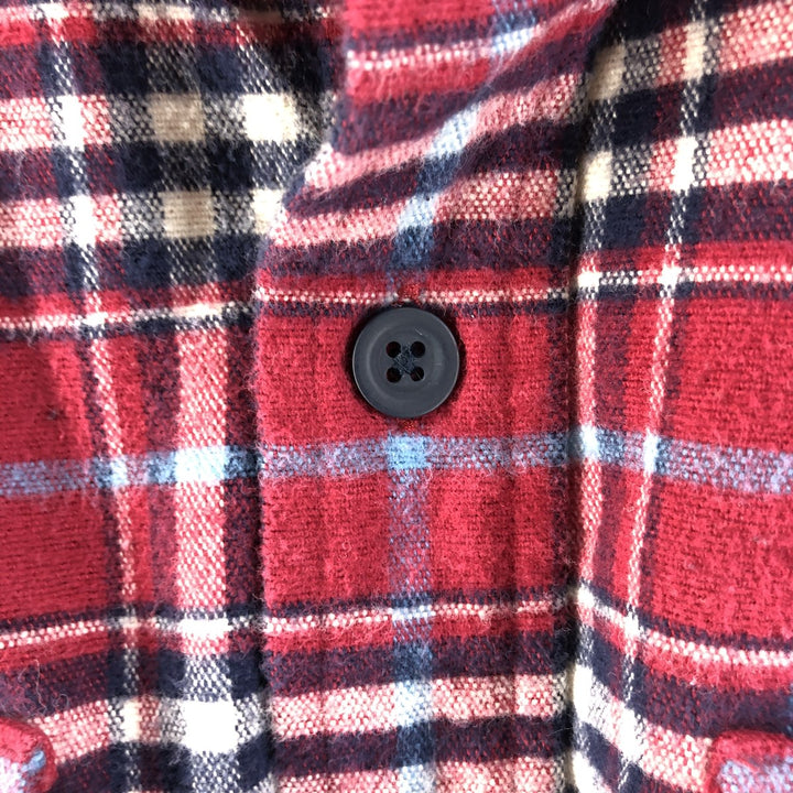 LLBean Long Sleeve Flannel Check Shirt, Men's Size L cotton red type Vintage Second Hand