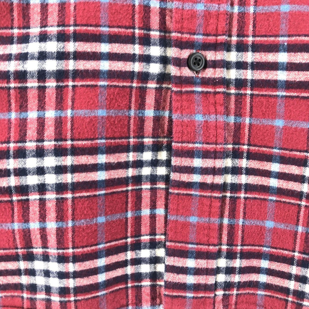 LLBean Long Sleeve Flannel Check Shirt, Men's Size L cotton red type Vintage Second Hand