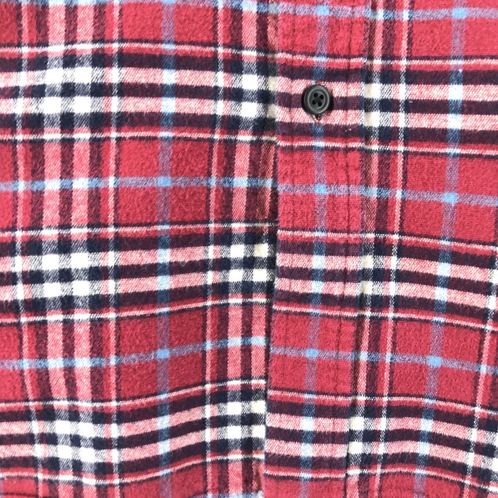 LLBean Long Sleeve Flannel Check Shirt, Men's Size L cotton red type Vintage Second Hand