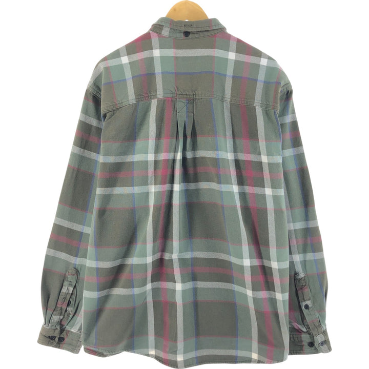 90s-00'S Eddie Bauer Long Sleeve Flannel Check Shirt Men's XL Vintage cotton Khaki type Vintage Second Hand