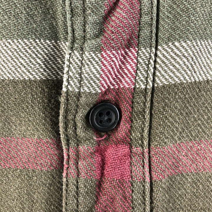 90s-00'S Eddie Bauer Long Sleeve Flannel Check Shirt Men's XL Vintage cotton Khaki type Vintage Second Hand