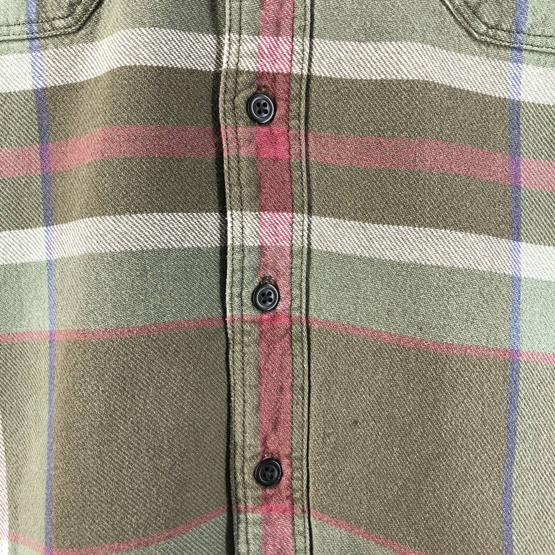 90s-00'S Eddie Bauer Long Sleeve Flannel Check Shirt Men's XL Vintage cotton Khaki type Vintage Second Hand