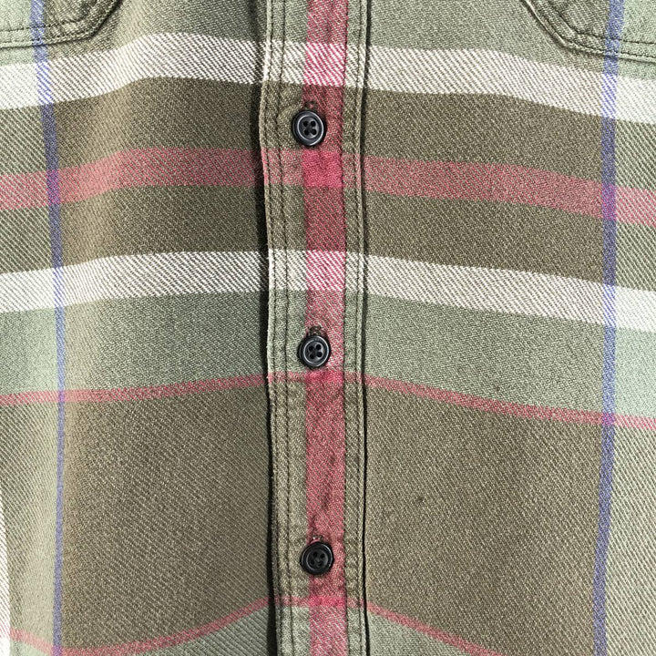 90s-00'S Eddie Bauer Long Sleeve Flannel Check Shirt Men's XL Vintage cotton Khaki type Vintage Second Hand
