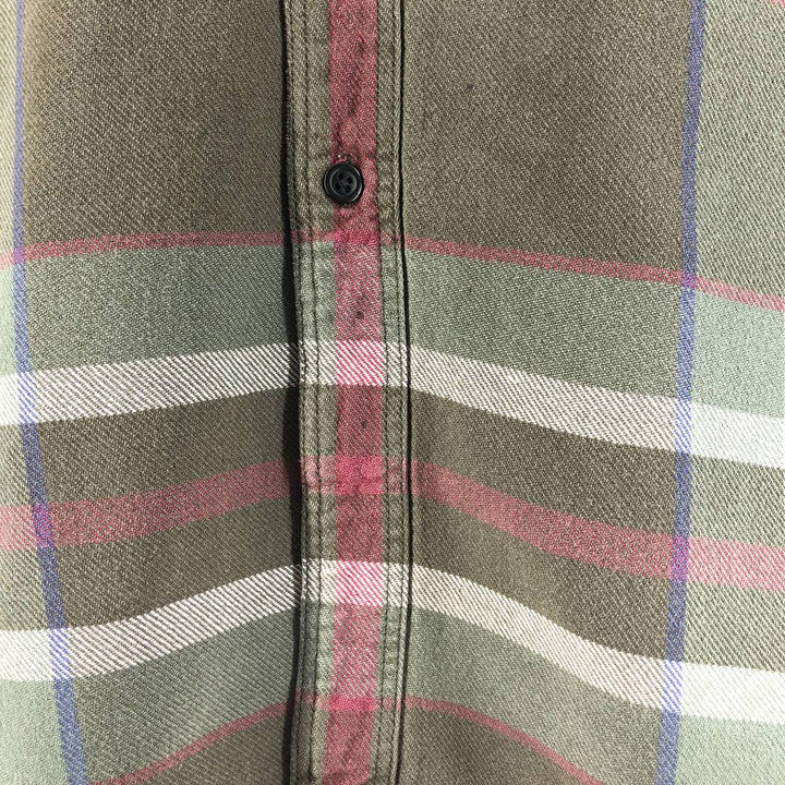 90s-00'S Eddie Bauer Long Sleeve Flannel Check Shirt Men's XL Vintage cotton Khaki type Vintage Second Hand