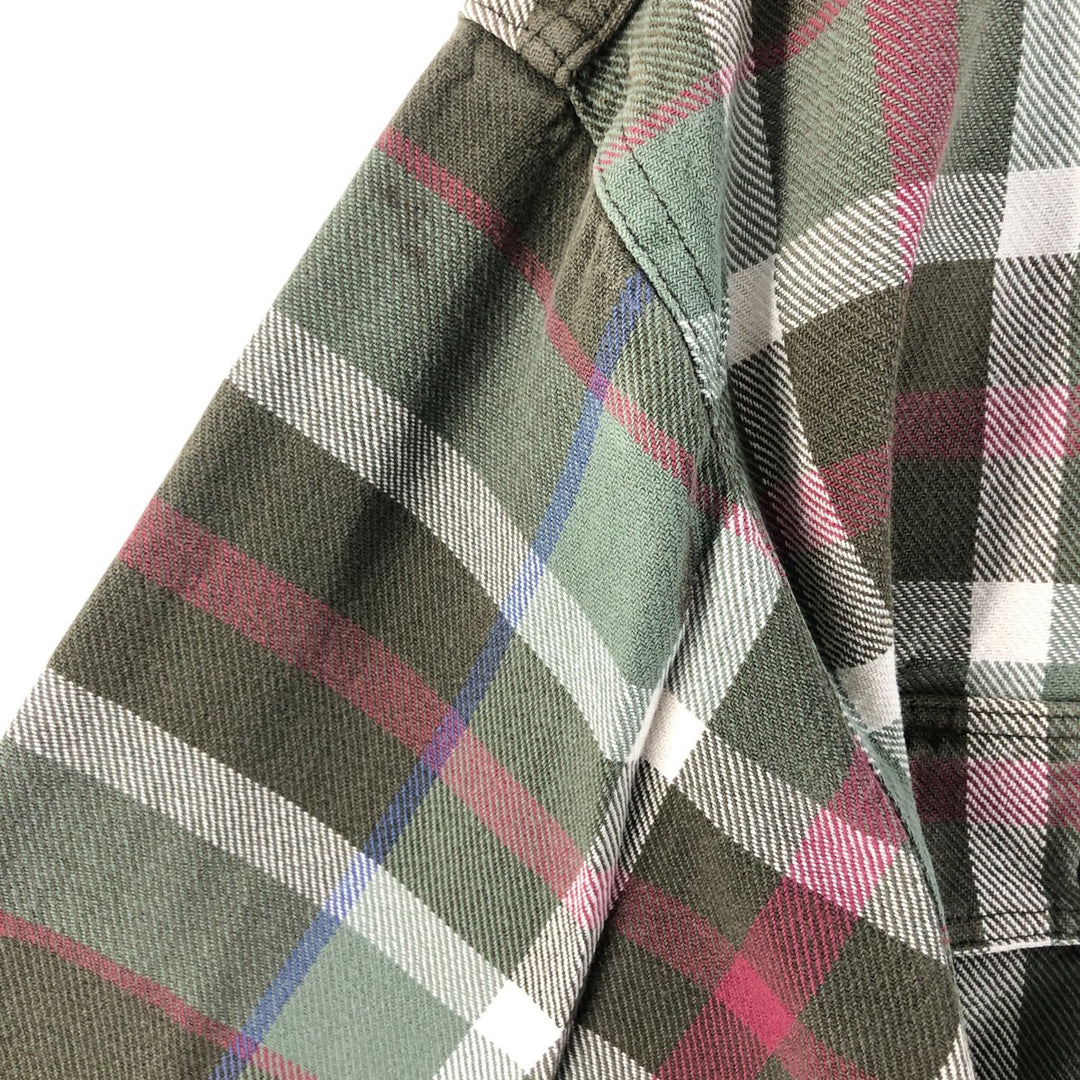 90s-00'S Eddie Bauer Long Sleeve Flannel Check Shirt Men's XL Vintage cotton Khaki type Vintage Second Hand