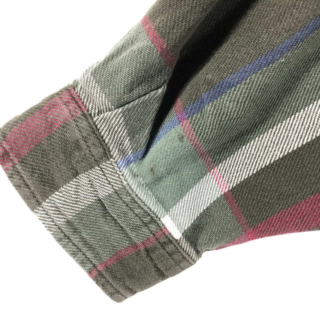 90s-00'S Eddie Bauer Long Sleeve Flannel Check Shirt Men's XL Vintage cotton Khaki type Vintage Second Hand