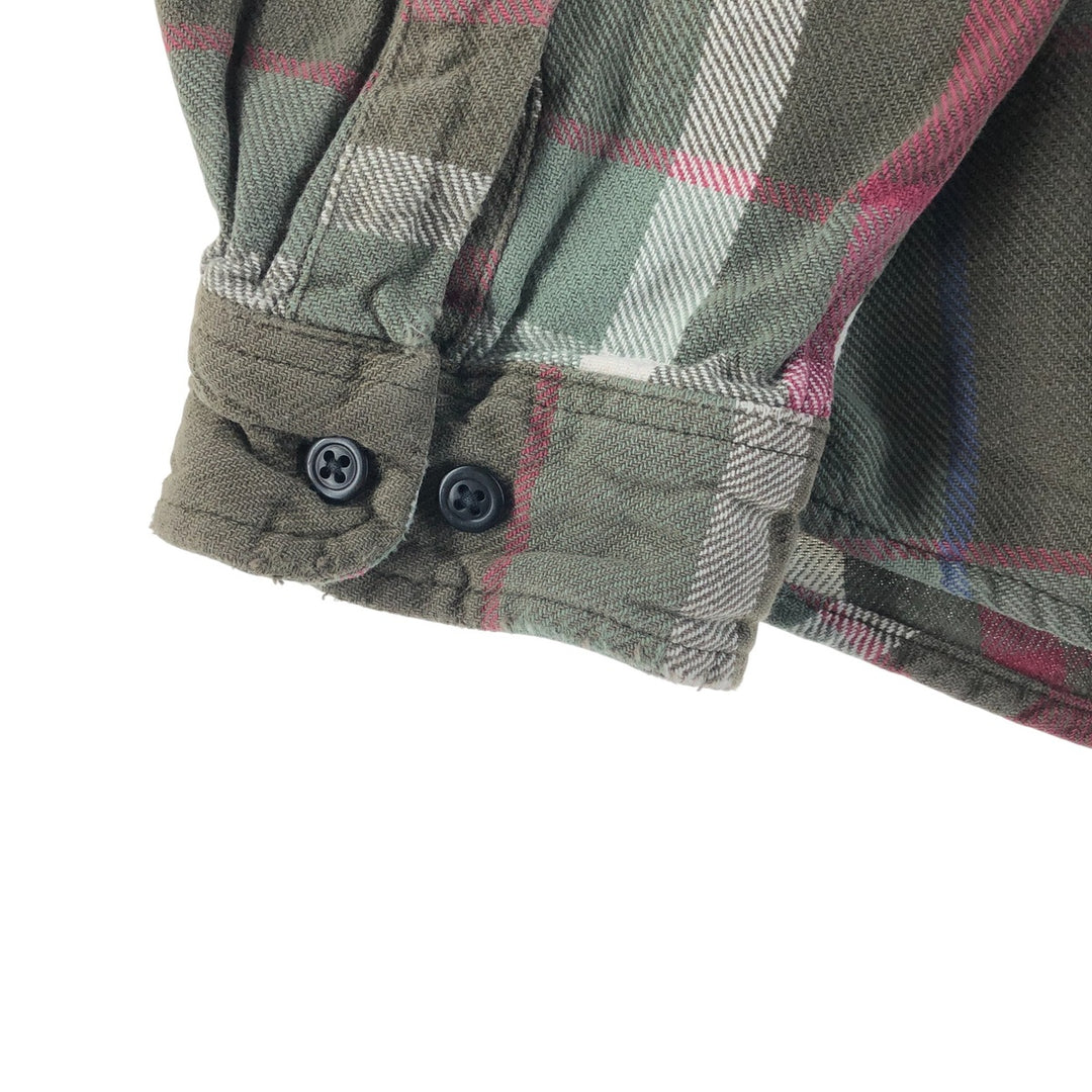 90s-00'S Eddie Bauer Long Sleeve Flannel Check Shirt Men's XL Vintage cotton Khaki type Vintage Second Hand