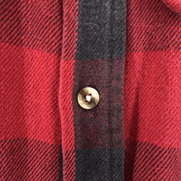 90'S Five Brother Buffalo Check Long Sleeve Heavy Flannel Check Shirt Men's Size L Vintage unclear red type Vintage Second Hand