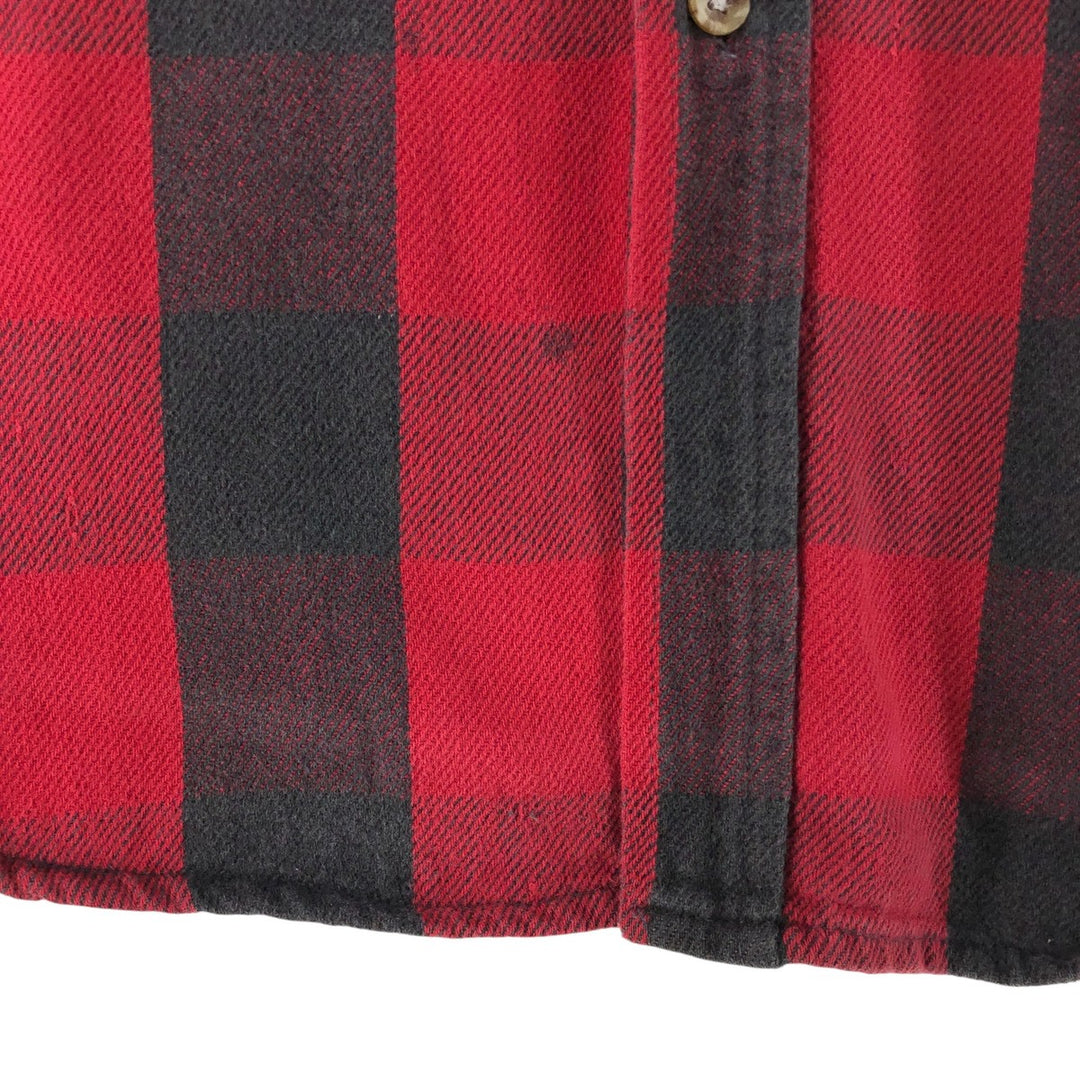 90'S Five Brother Buffalo Check Long Sleeve Heavy Flannel Check Shirt Men's Size L Vintage unclear red type Vintage Second Hand