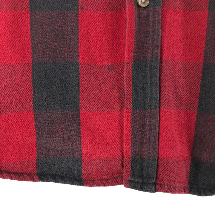 90'S Five Brother Buffalo Check Long Sleeve Heavy Flannel Check Shirt Men's Size L Vintage unclear red type Vintage Second Hand