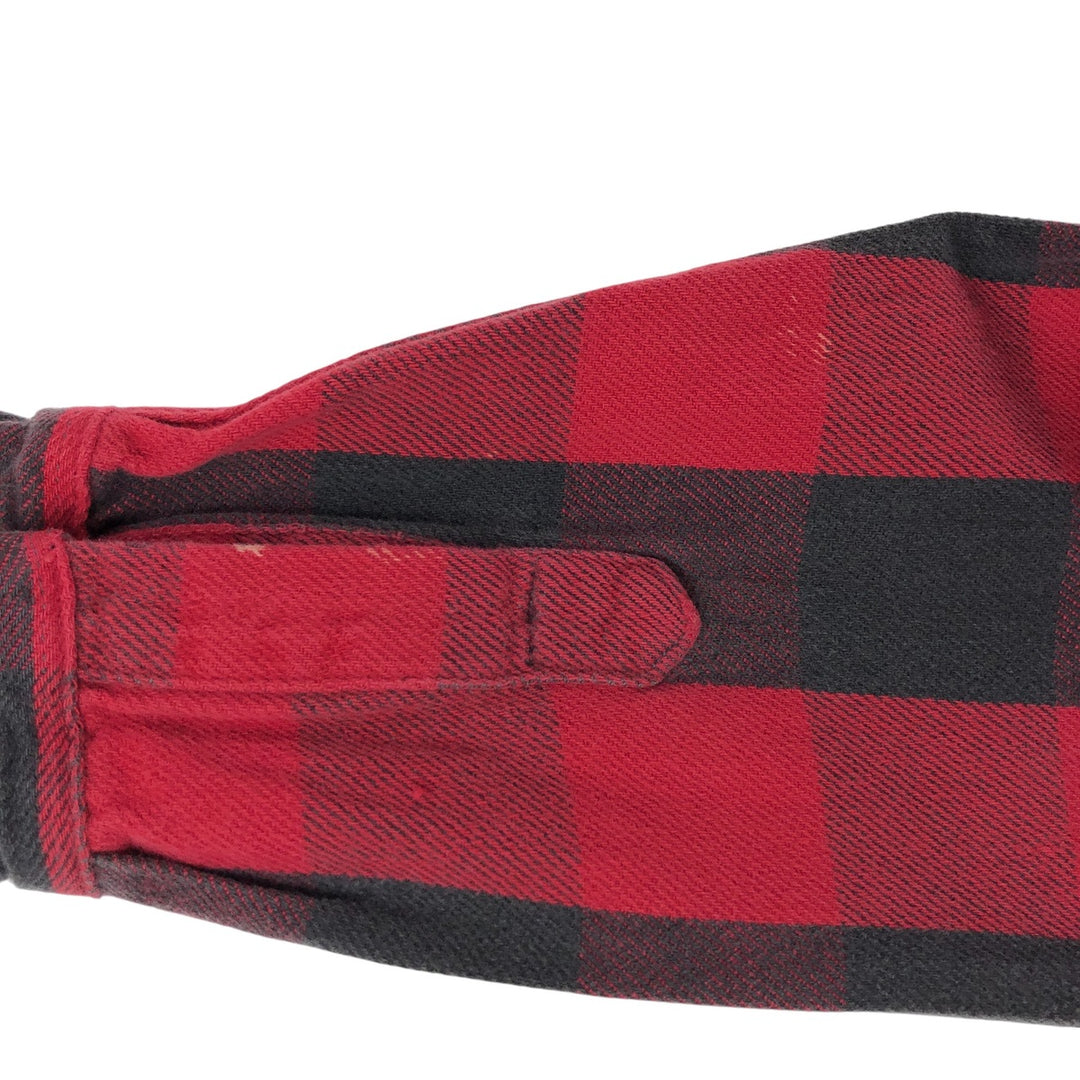 90'S Five Brother Buffalo Check Long Sleeve Heavy Flannel Check Shirt Men's Size L Vintage unclear red type Vintage Second Hand