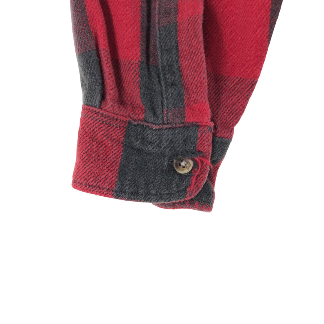 90'S Five Brother Buffalo Check Long Sleeve Heavy Flannel Check Shirt Men's Size L Vintage unclear red type Vintage Second Hand