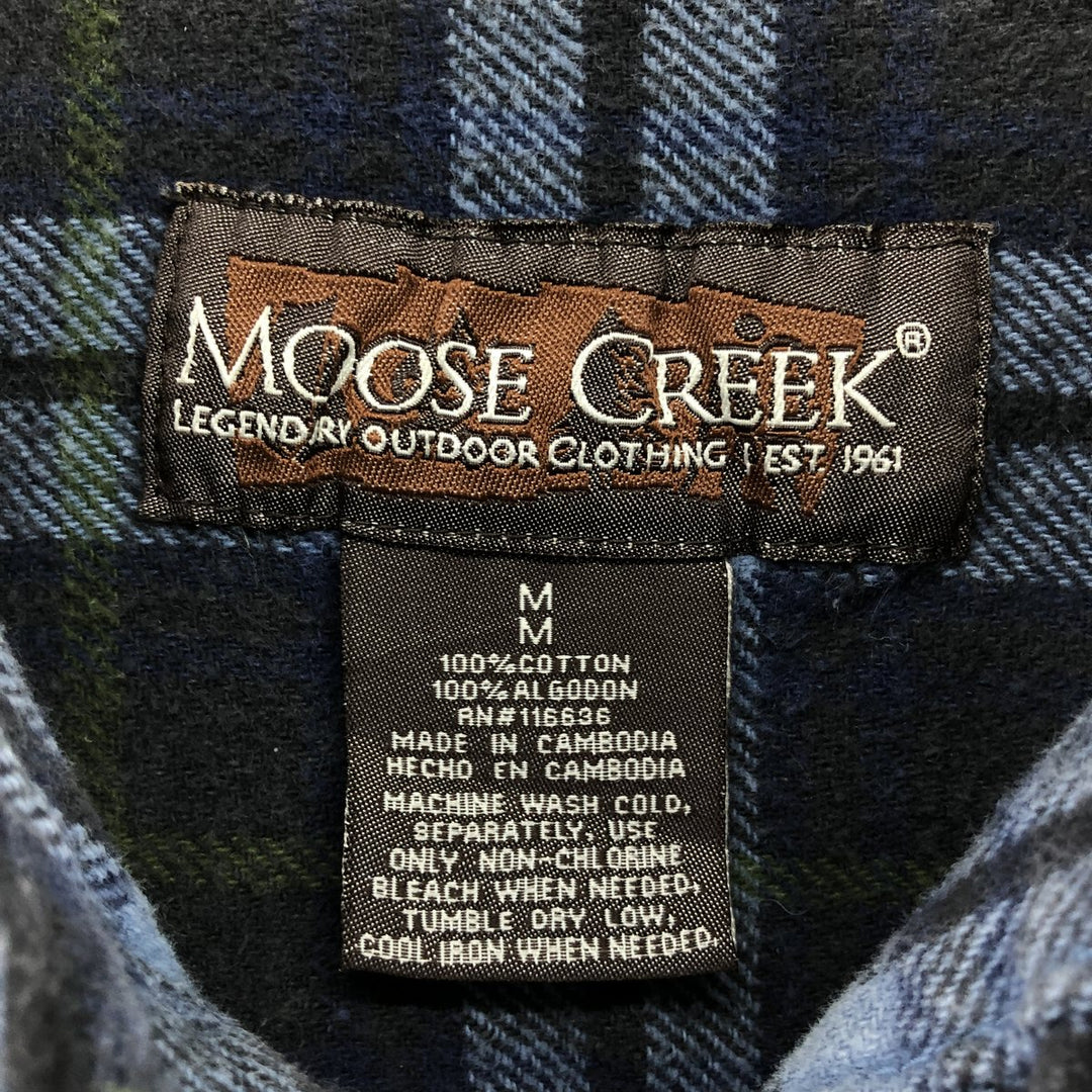 MOOSE CREEK Long Sleeve Flannel Check Shirt, Men's Size M cotton Blue type light blue Vintage Second Hand