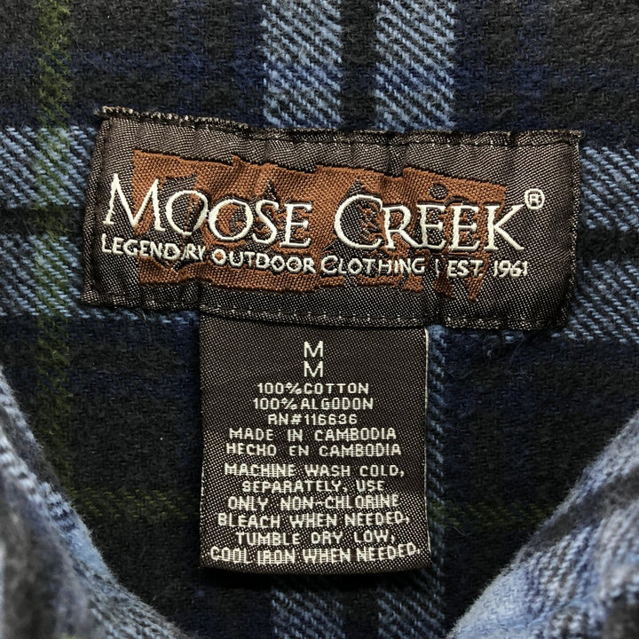MOOSE CREEK Long Sleeve Flannel Check Shirt, Men's Size M cotton Blue type light blue Vintage Second Hand