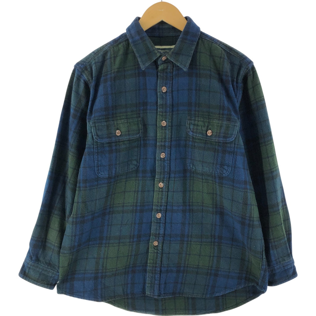 FIELD AND STREAM Long Sleeve Flannel Check Shirt, Men's Size L unclear green type Vintage Second Hand