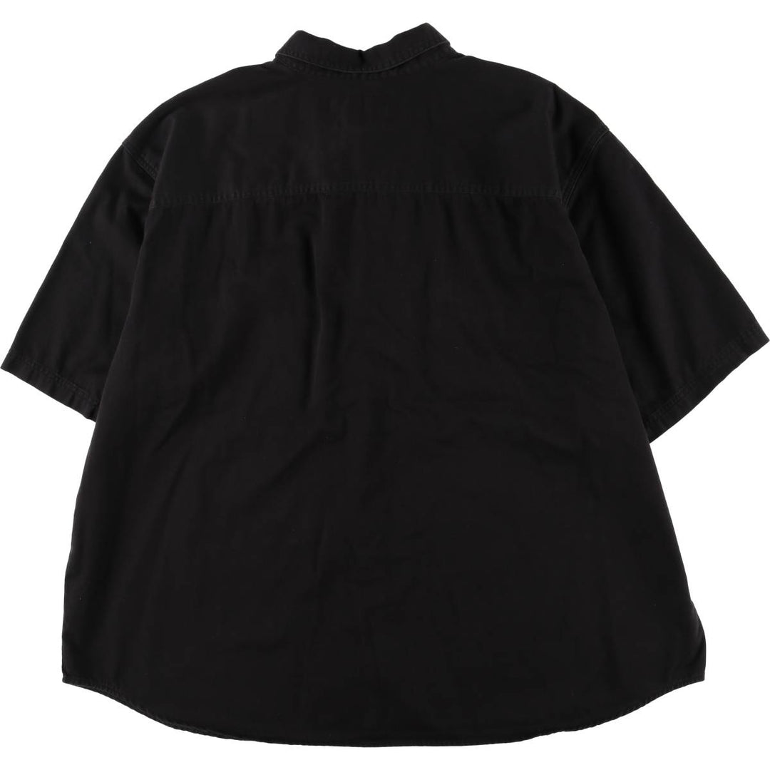 Big size Harley-Davidson hidden button-down short-sleeve work shirt, equivalent to men's XXXL cotton black type Vintage Second Hand