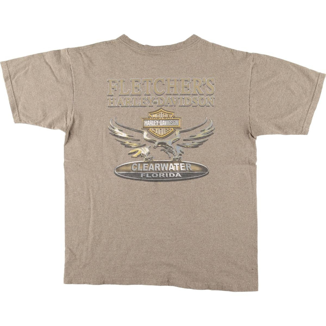 00'S Harley-Davidson HOLOUBEK Motorcycle Bike T-shirt Made in USA Men's L size Recycled Cotton beige type brown Vintage Second Hand