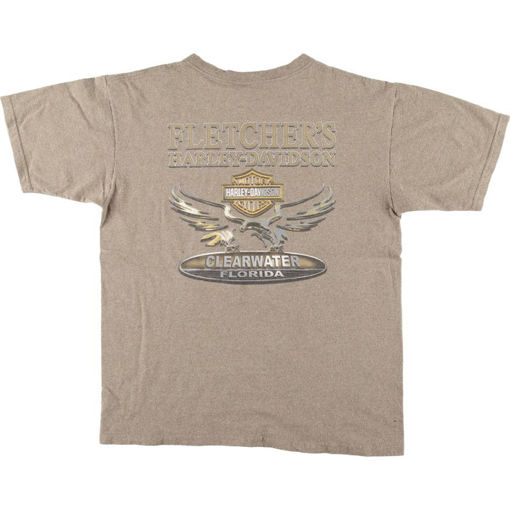 00'S Harley-Davidson HOLOUBEK Motorcycle Bike T-shirt Made in USA Men's L size Recycled Cotton beige type brown Vintage Second Hand