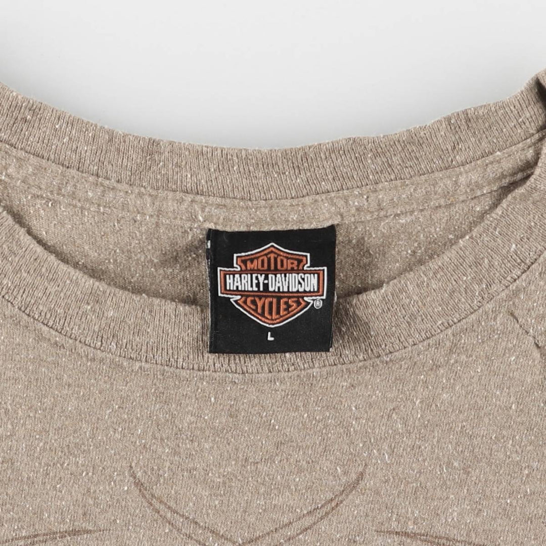 00'S Harley-Davidson HOLOUBEK Motorcycle Bike T-shirt Made in USA Men's L size Recycled Cotton beige type brown Vintage Second Hand