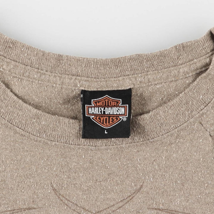 00'S Harley-Davidson HOLOUBEK Motorcycle Bike T-shirt Made in USA Men's L size Recycled Cotton beige type brown Vintage Second Hand
