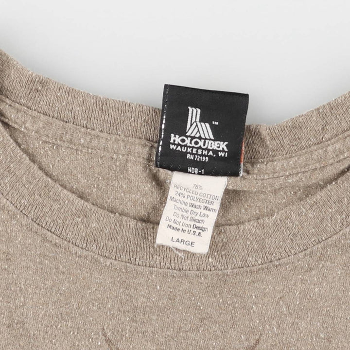 00'S Harley-Davidson HOLOUBEK Motorcycle Bike T-shirt Made in USA Men's L size Recycled Cotton beige type brown Vintage Second Hand