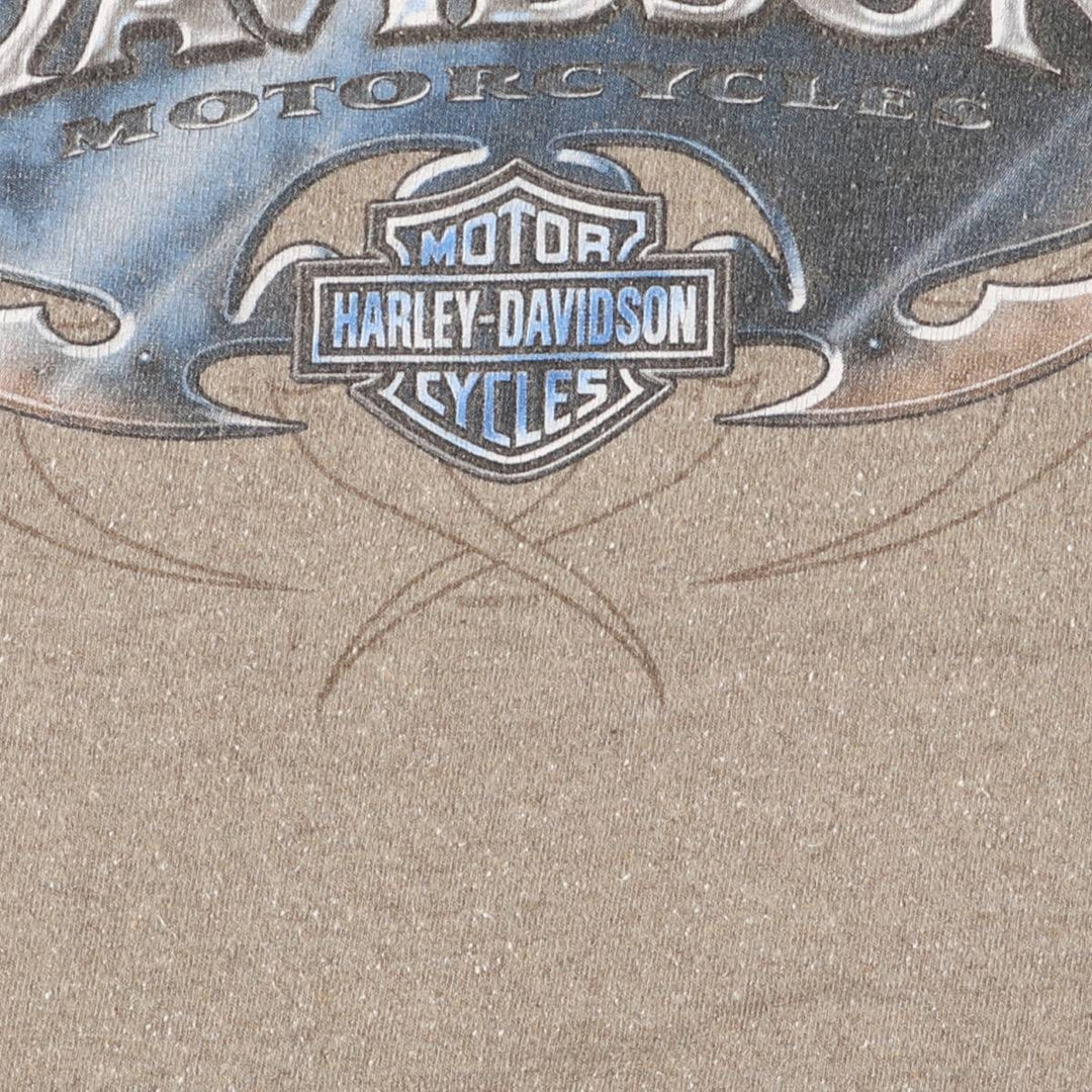 00'S Harley-Davidson HOLOUBEK Motorcycle Bike T-shirt Made in USA Men's L size Recycled Cotton beige type brown Vintage Second Hand
