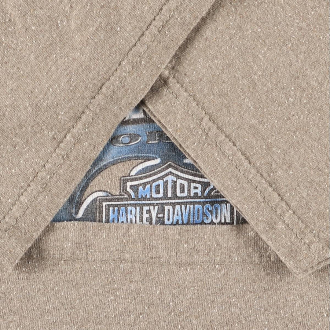 00'S Harley-Davidson HOLOUBEK Motorcycle Bike T-shirt Made in USA Men's L size Recycled Cotton beige type brown Vintage Second Hand