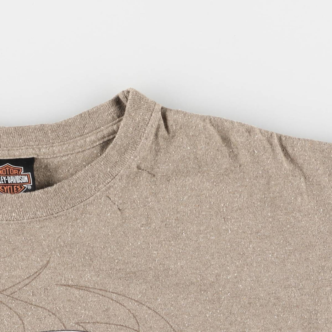 00'S Harley-Davidson HOLOUBEK Motorcycle Bike T-shirt Made in USA Men's L size Recycled Cotton beige type brown Vintage Second Hand