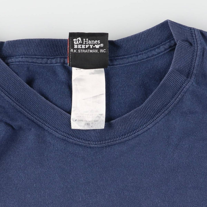 00'S Harley-Davidson Hanes Motorcycle Bike T-shirt Made in USA Men's XXL cotton navy blue type Vintage Second Hand