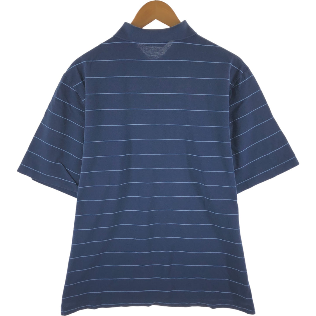 Ralph Lauren POLO GOLF Short Sleeve Striped Polo Shirt Men's Size L Pima Cotton navy blue type Vintage Second Hand