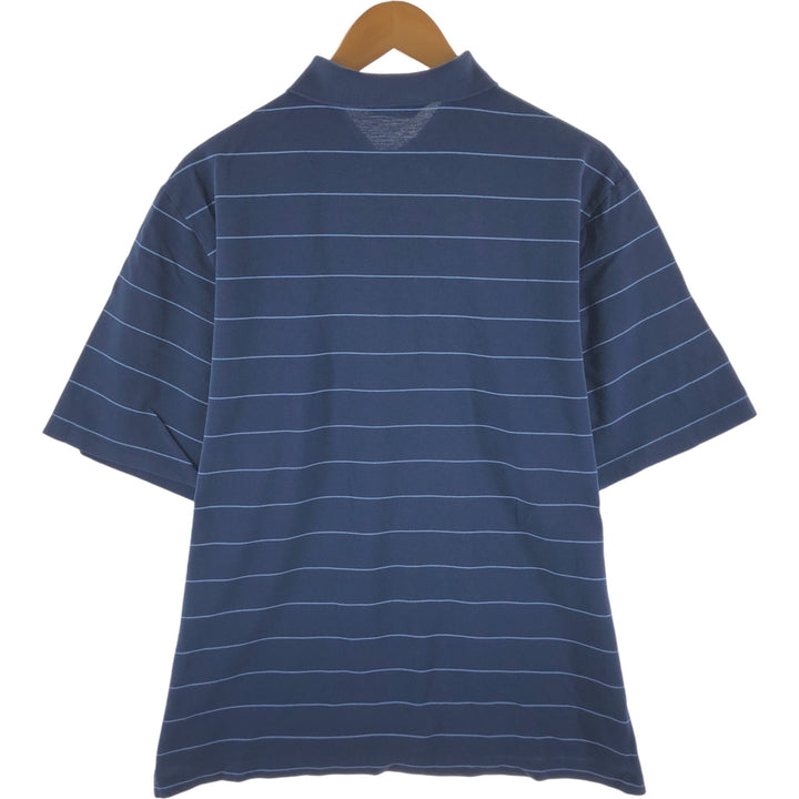 Ralph Lauren POLO GOLF Short Sleeve Striped Polo Shirt Men's Size L Pima Cotton navy blue type Vintage Second Hand