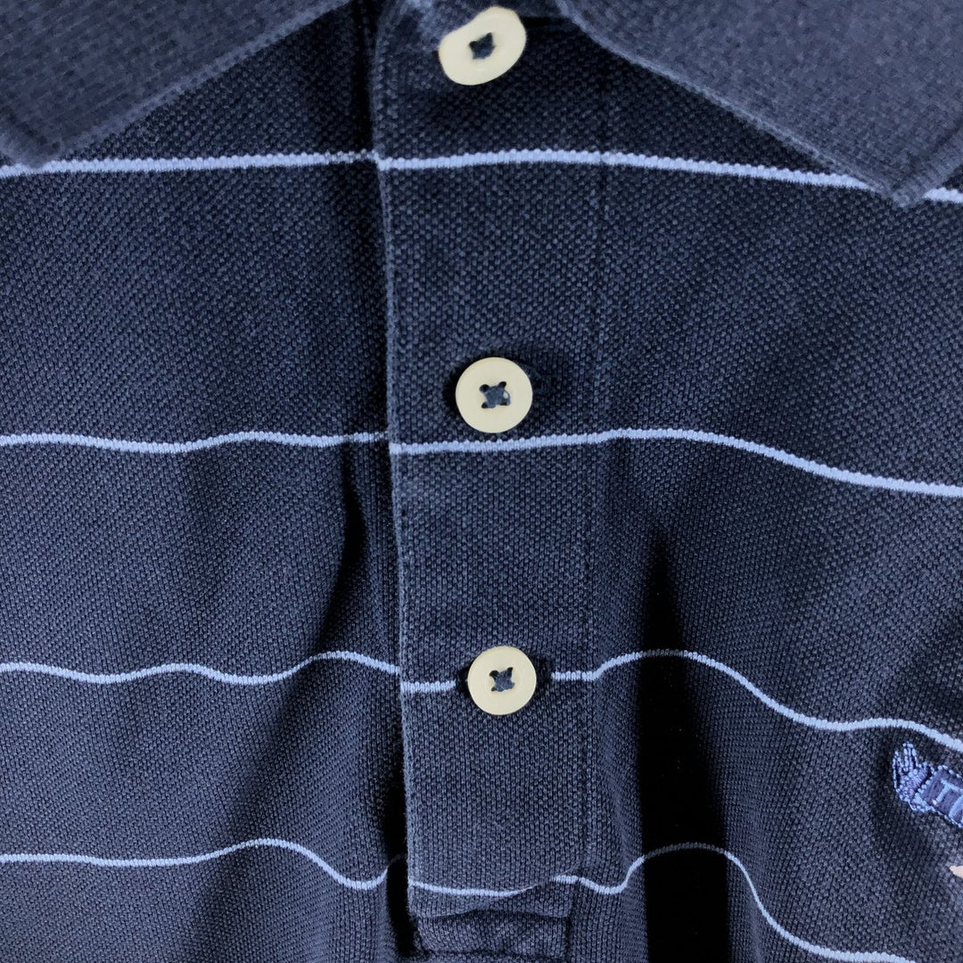 Ralph Lauren POLO GOLF Short Sleeve Striped Polo Shirt Men's Size L Pima Cotton navy blue type Vintage Second Hand