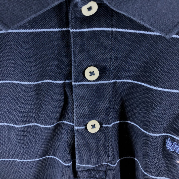 Ralph Lauren POLO GOLF Short Sleeve Striped Polo Shirt Men's Size L Pima Cotton navy blue type Vintage Second Hand