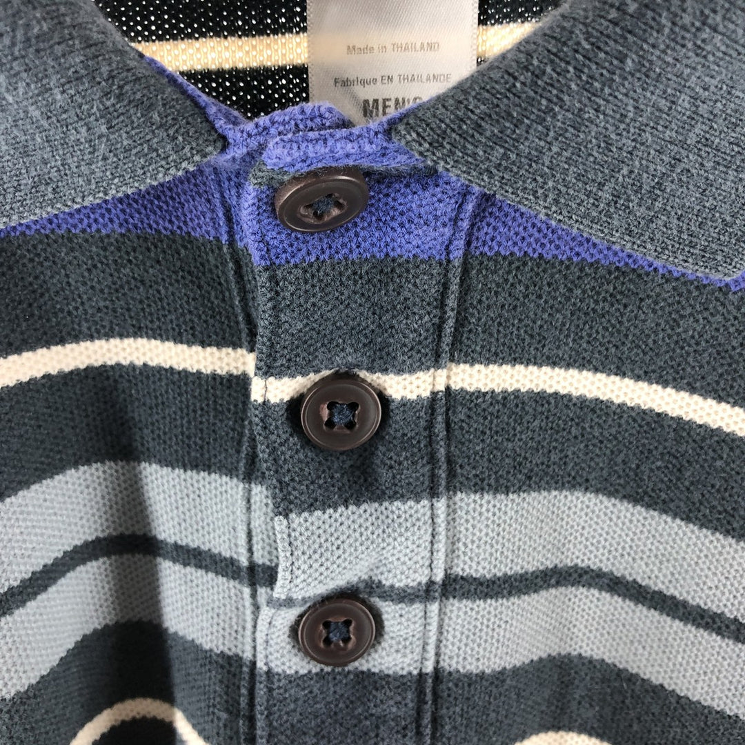 Patagonia ORGANIC COTTON 51884 short sleeve striped polo shirt, men's size L cotton purple type Vintage Second Hand